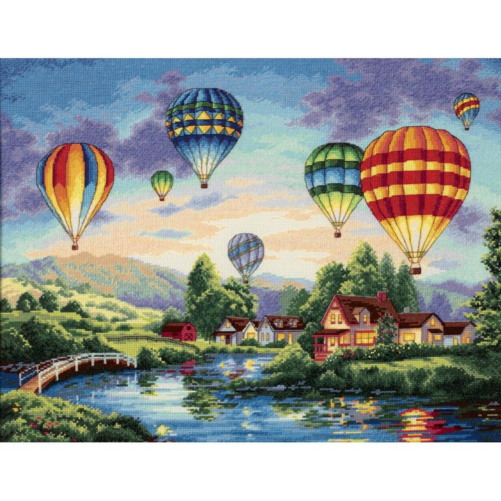 Counted Cross Stitch Dimensions Kit Balloon Glow Hot Air Balloon -Free Us Shipping