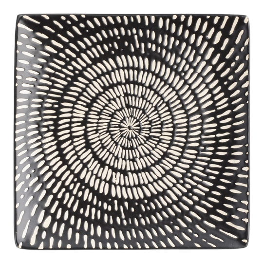 Square Black And White Swirl Trilogy Salad Plate Set Of 4 - Stoneware by World Market