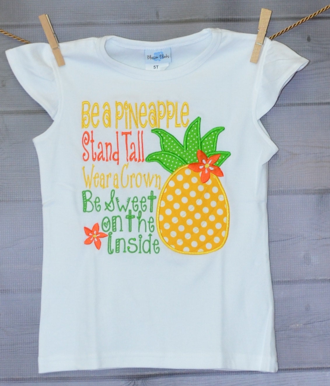 Girls Personalized Be A Pineapple Applique Shirt Or Bodysuit Girl