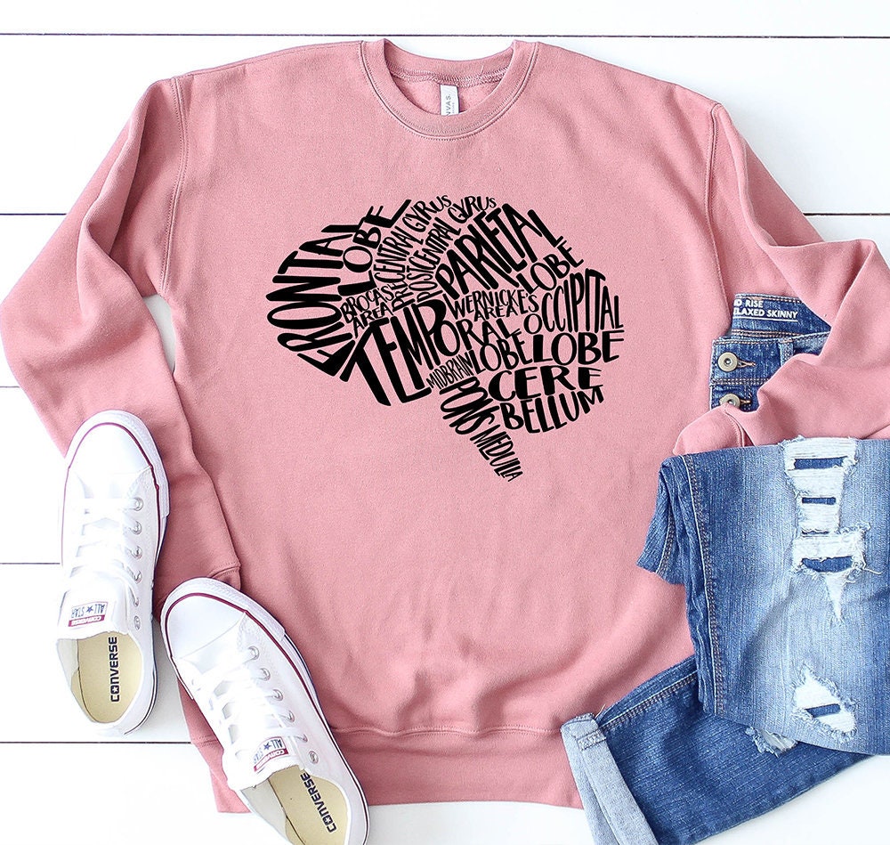 Womens Unisex Sweatshirt Brain Anatomy Nursing School Sweater Student Layout Frontal Lobe Ventricle Cute Trending Gift For