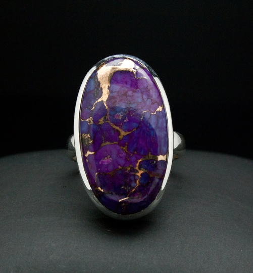 sterling Silver Copper Purple Turquoise Ring Size 7