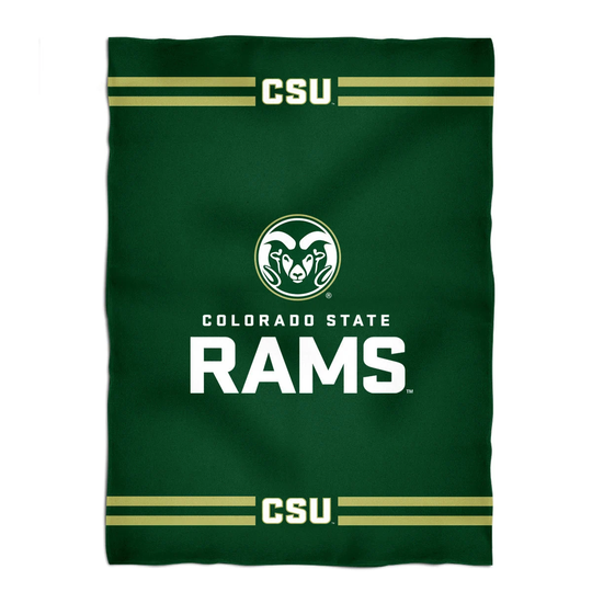 Colorado State Rams Csu Vive La Fete Game Day Soft Premium Fleece Green Throw Blanket 40" X 58" Logo & Stripes