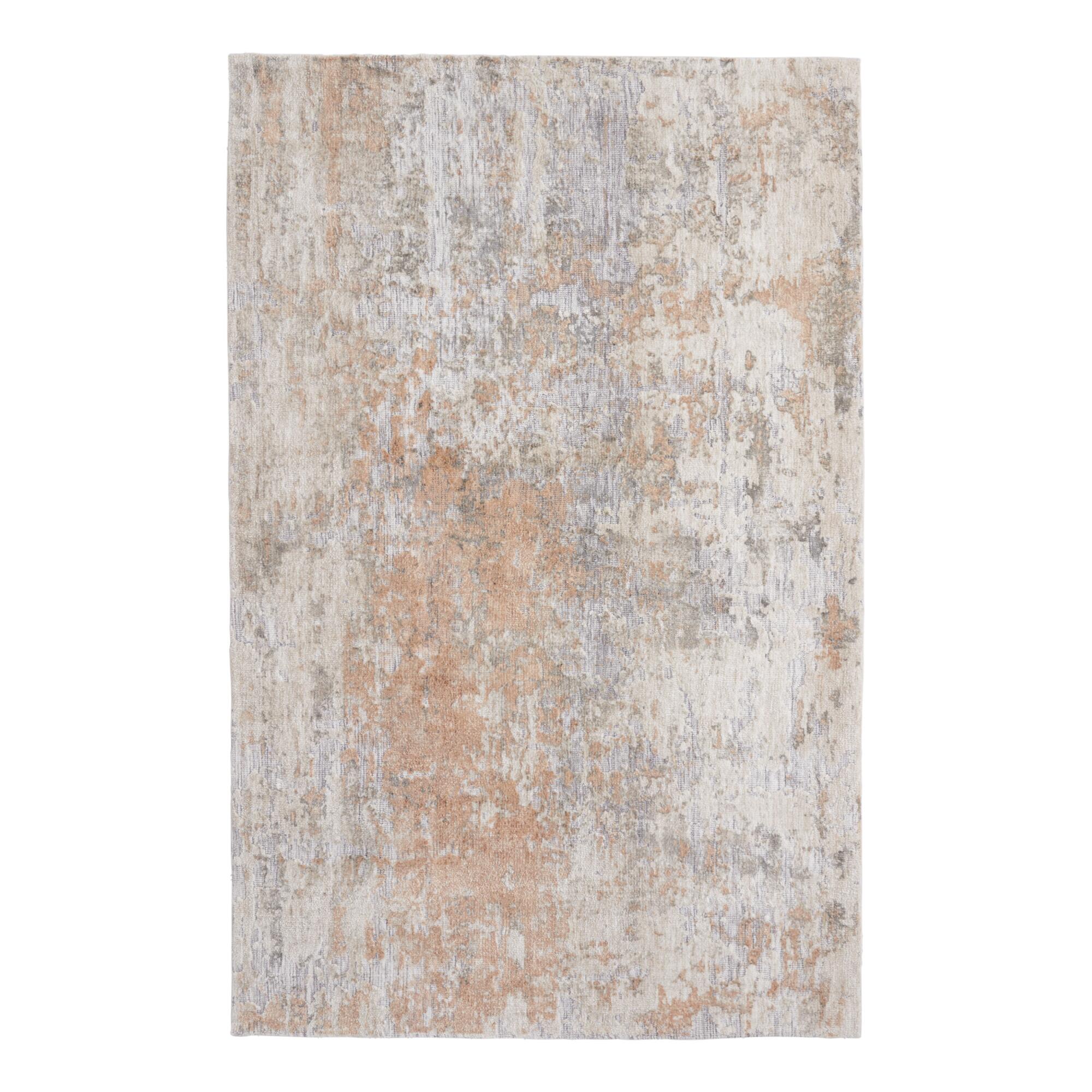 Silver and Peach Abstract Madison Area Rug - 8' x 10' by World Market
