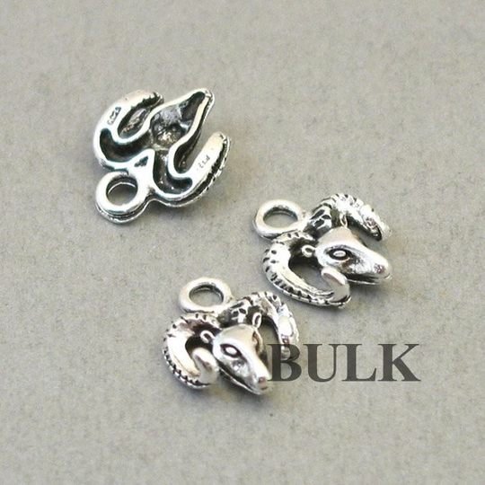 Bulk 50 Ram Charms, Wholesale Head Pendant Beads, Antique Silver 11x14mm cm1483S