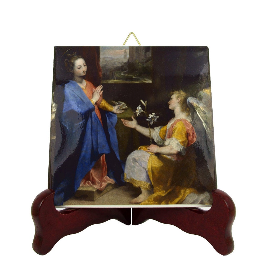 Religious Icons - Annunciation To The Virgin Mary Catholic Gifts Holy Art Sacred Ceramic Tile Faith Devotion Gift