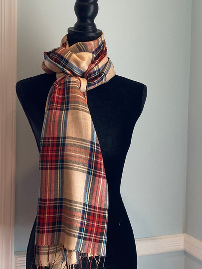 Plaid Wool Blend Stole, Shawl & Wrap