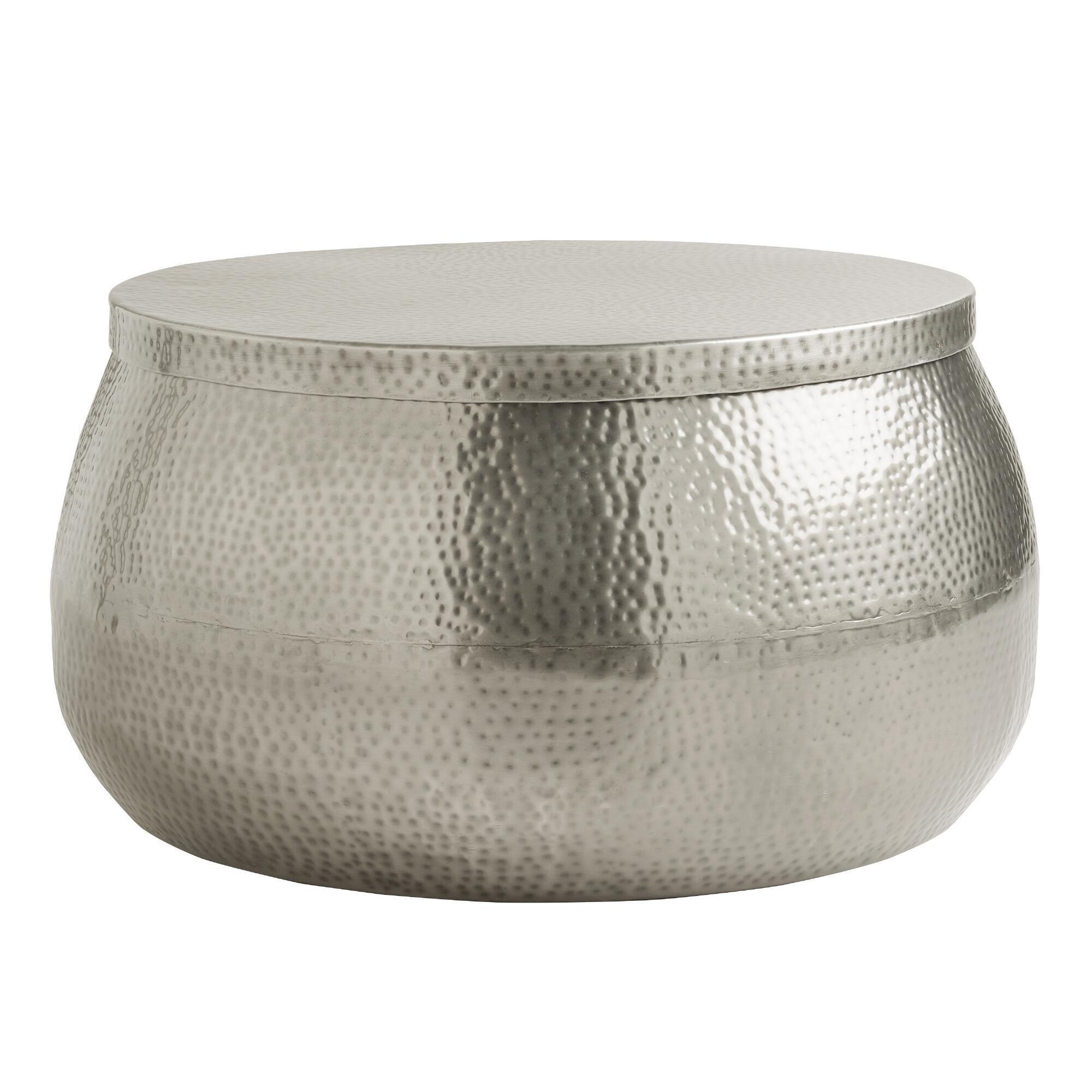 Round Silver Hammered Metal Cala Coffee Table by World Market