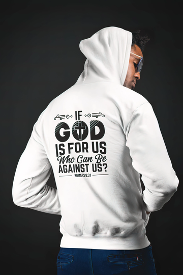 Heavy Blend Hoodie Sweatshirt "If God Is For Us" Black Graphic Print On Back