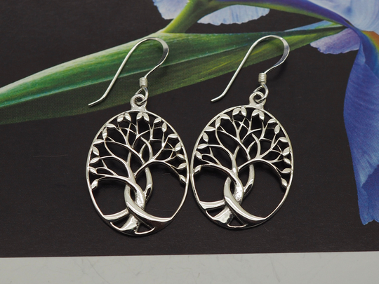 Life Tree Earrings Dangle, Fishhook Wire Drop Earrings, Tiny Small Minimalist Hook, Silver Dangling, Dangle Dangling Hook Gift For Her
