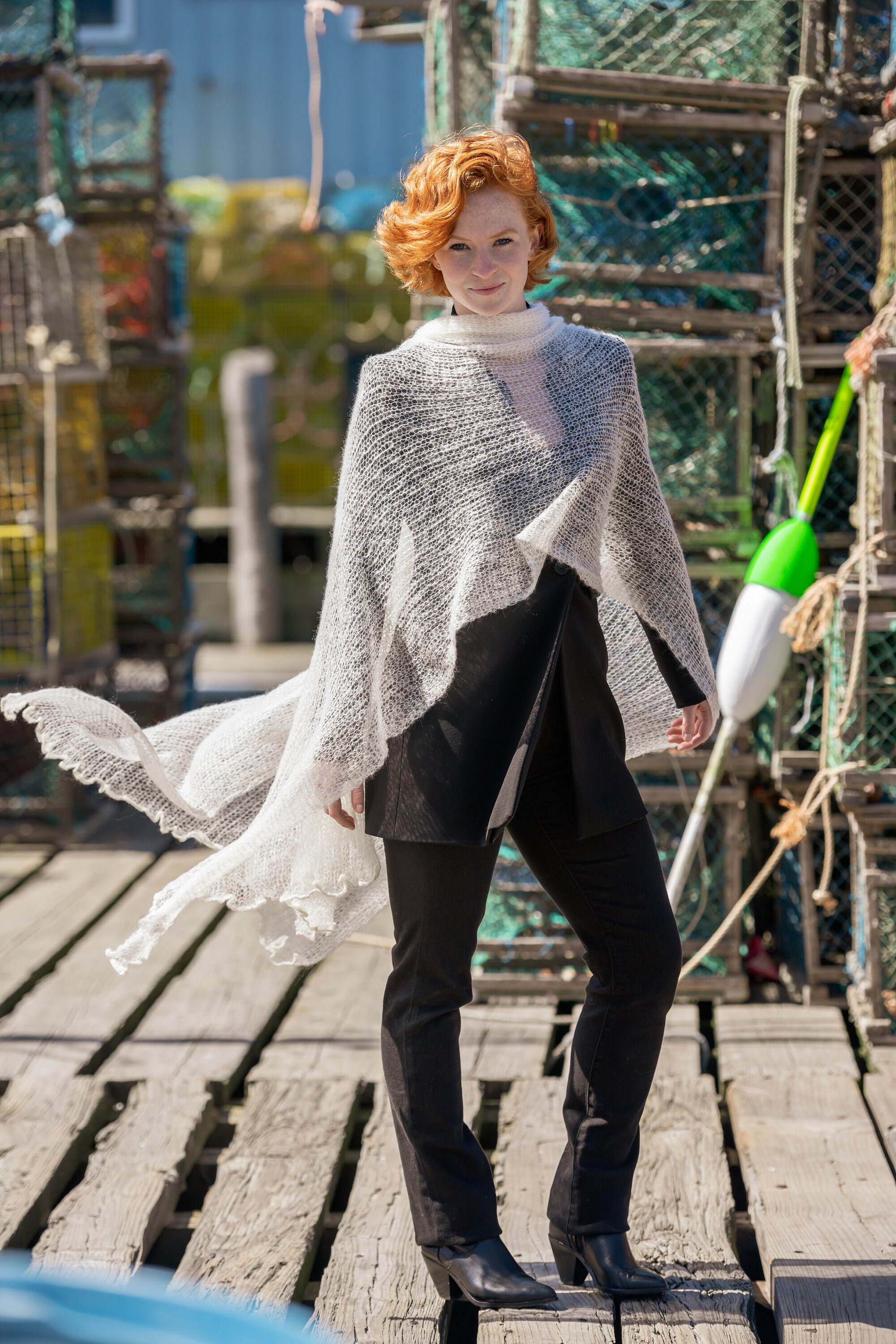 Mohair-Blend Shawl - "Siciliana' Travel Shawl Softest Italian Mohair, Styled After Sicilian Fishnets