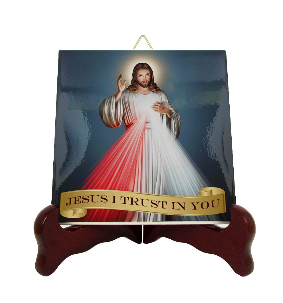 Divine Mercy Jesus - Religious Icon On Tile Merciful Catholic Gifts Icons Christ Misericordia Holy Art