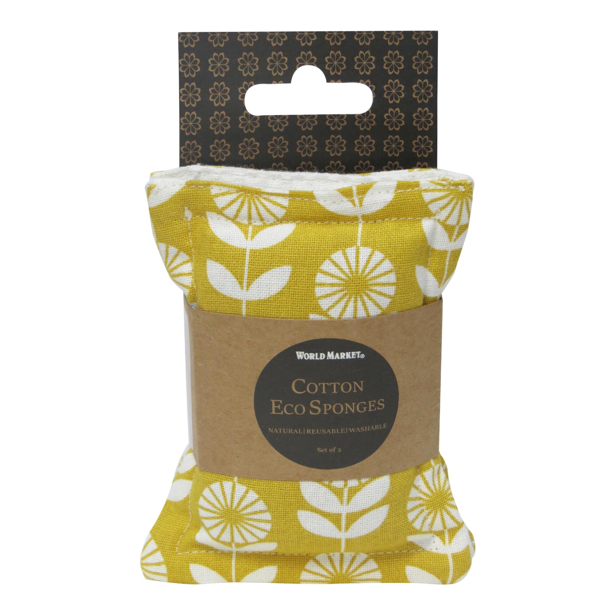 Yellow Organic Cotton and Coir Sponges 2 Pack by World Market