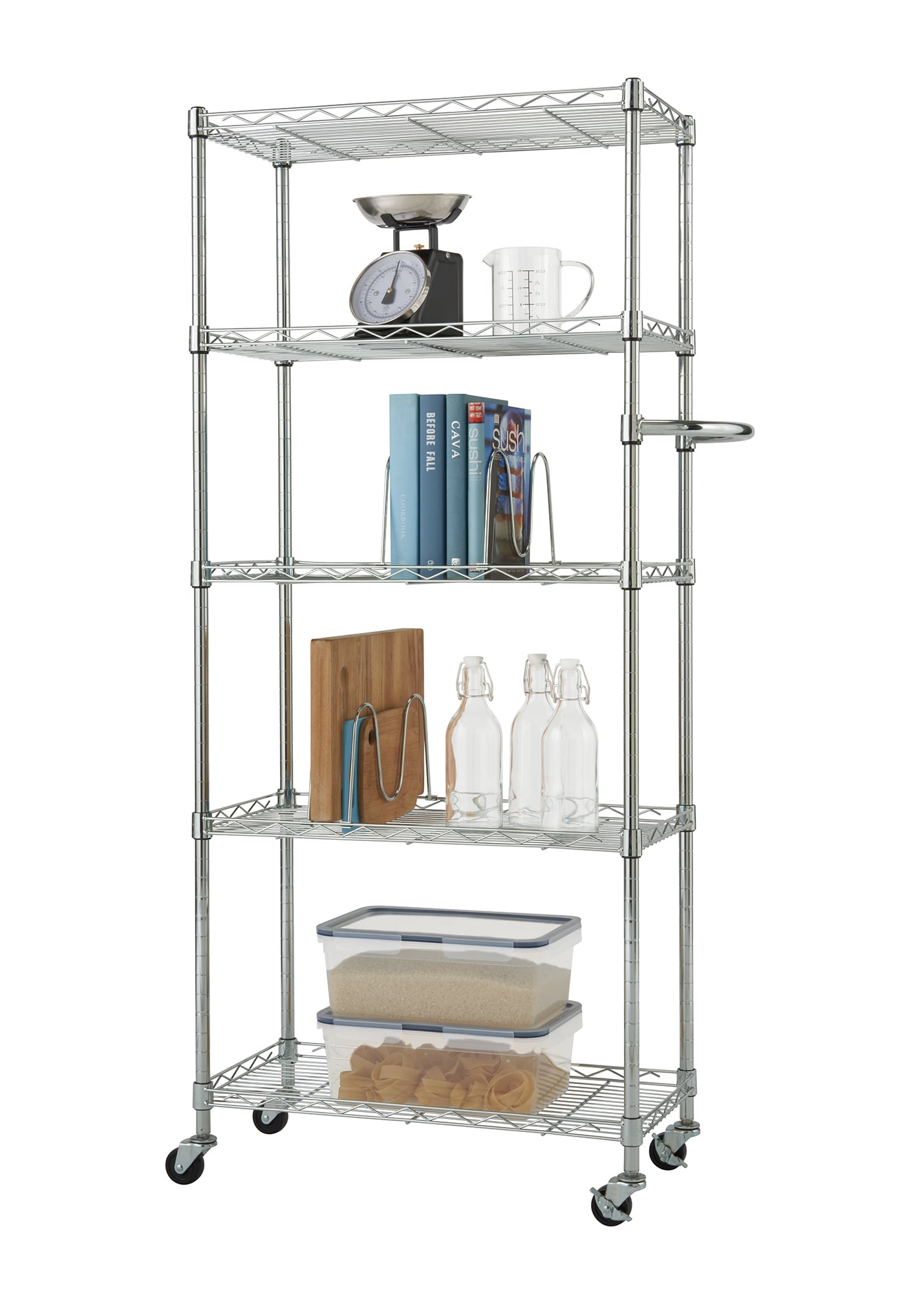 TRINITY Basics 12-in D x 24-in 24-in W x 55.5-in H 5-Tier Steel Decorative in Chrome | TBFZ-0955