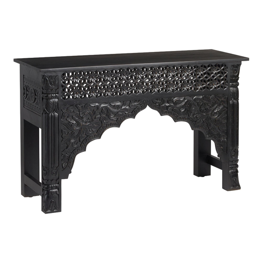 CRAFT Black Carved Wood Console Table by World Market