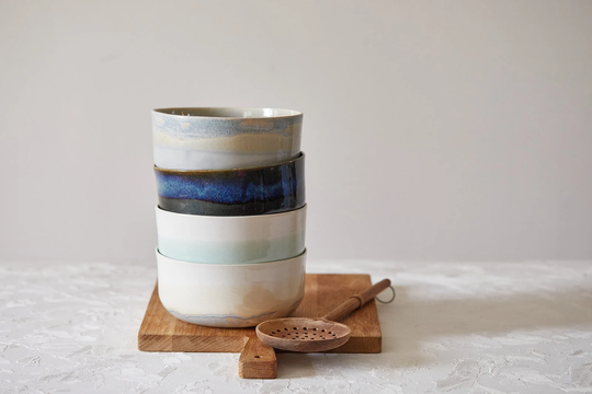 Large Handmade Rustic Pho Noodle Ramen Pasta Serving Bowl Set Of 2, Ceramic Salad Bowls, Unique Deep Xl Pottery Soup