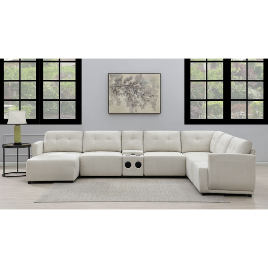 Picket House Furnishings Gianni Modern Natural Polyester/Blend Sectional in Off-White | UAI525RCSE7PC