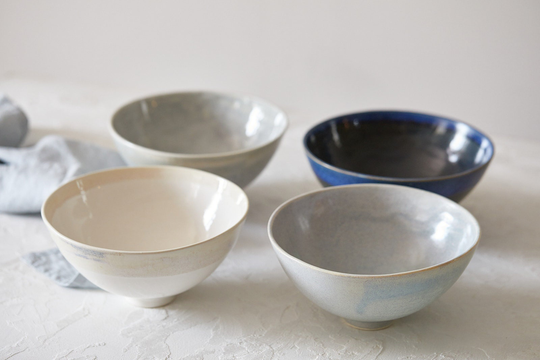 Set Of 2 Ceramic Large Soup Bowls, Two Footed Bowl Set, Pottery Handmade Dinnerware Salad Modern Deep Serving Bowls