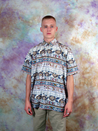 90S C&a Vintage Men's Multicolor Abstract Shirt