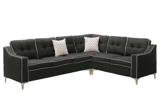 Poundex Adalia Casual Black Polyester/Blend Sectional | F6887