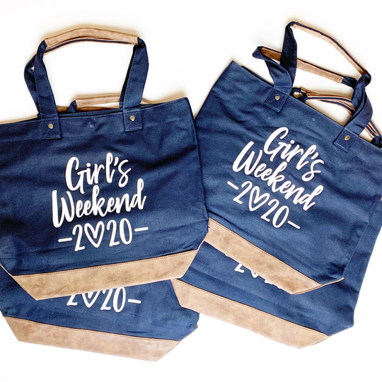 Personalized Tote Bag, Bridesmaid Girl's Weekend, Trip, Monogram Custom Mom's Girlfriend Gift