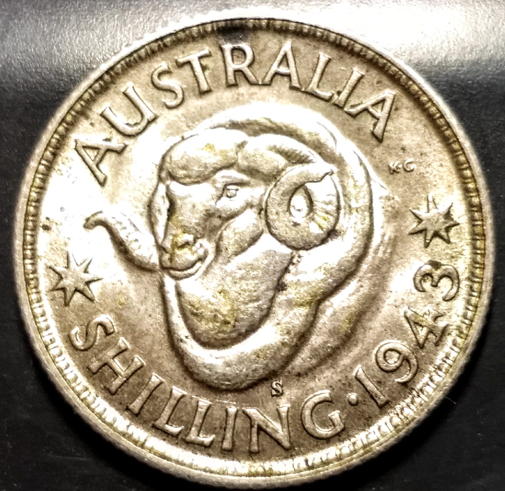 1943 Higher Grade Silver Australia Shilling Antique Vintage Pre Decimal Ram Horns Coin Money Old Piece