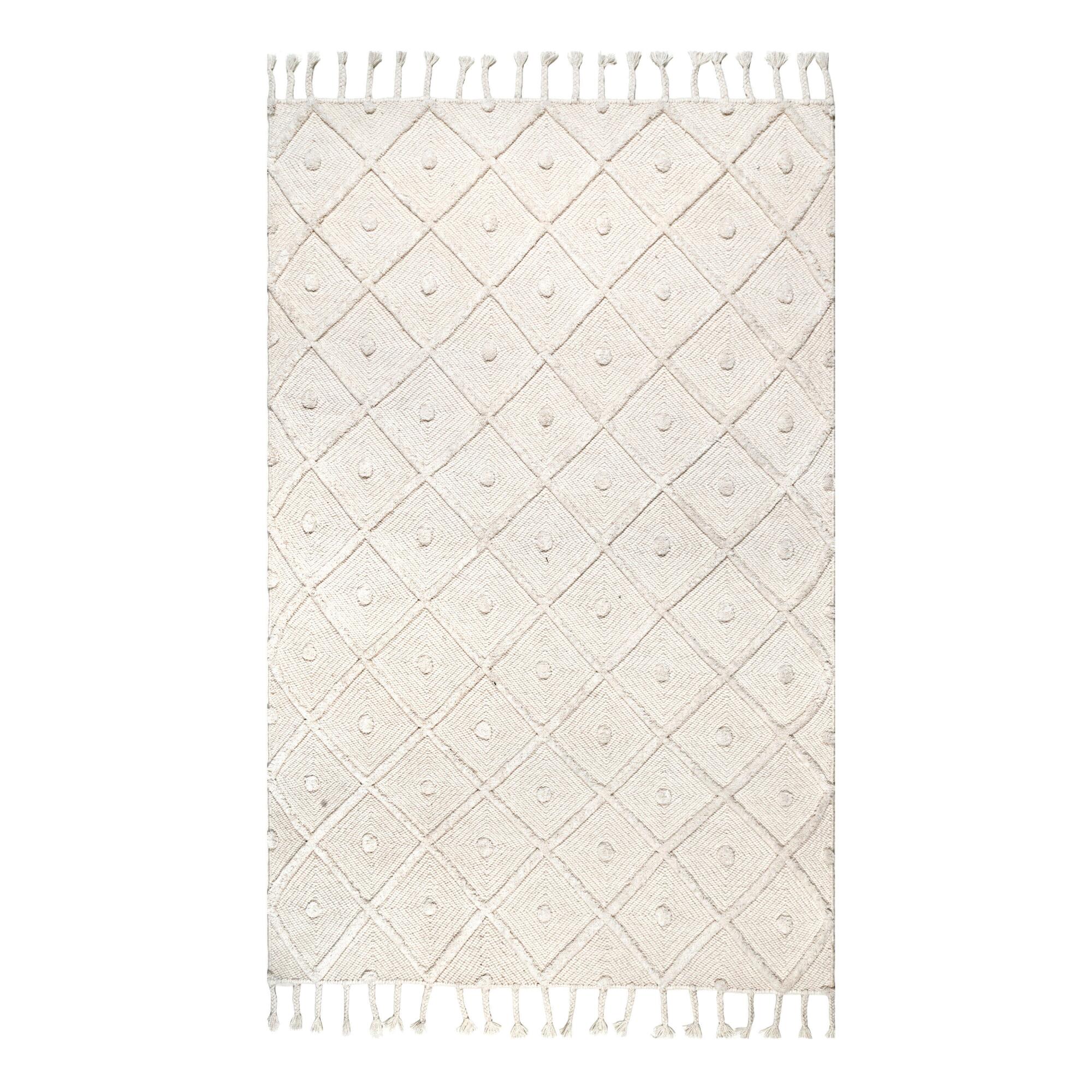 Off White Diamond And Dot Wool Deandra Area Rug by World Market