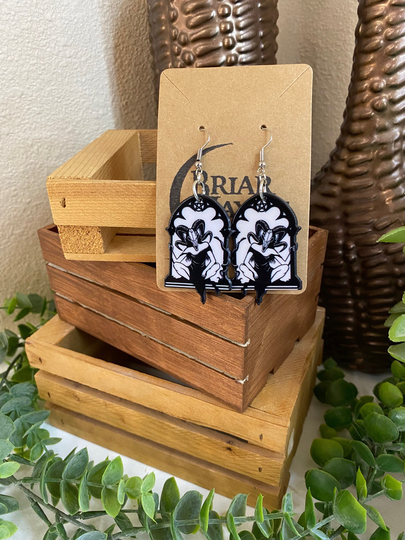 Halloween Earrings | Dark Witch Ram Head Salem Gifts Goth Witchcraft