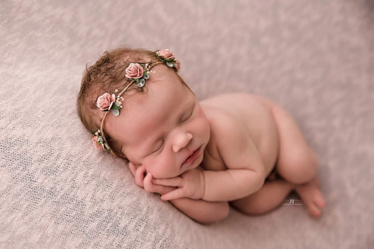 Havisham Mauve Rose Leaf Twine Blush Pink Newborn Tieback Flower Crown Headband Halo & Stretch Wrap