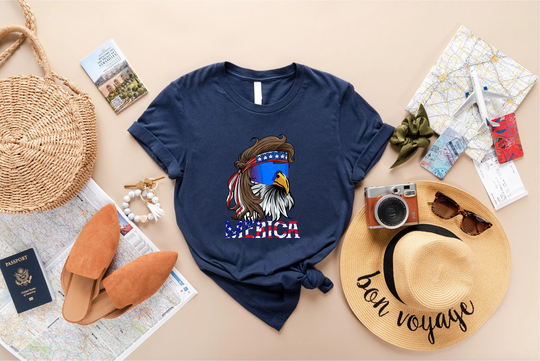 Merica Mullet Eagle Shirt, With Sunglasses Patriotic Independence Day Free USA 4Th July Shirts