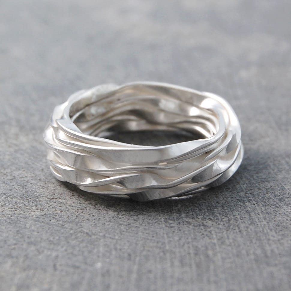 sterling Silver Ring - Men's Gift For Women 925 Modern Wire Unisex Ring, Father's Day Gift, Chunky