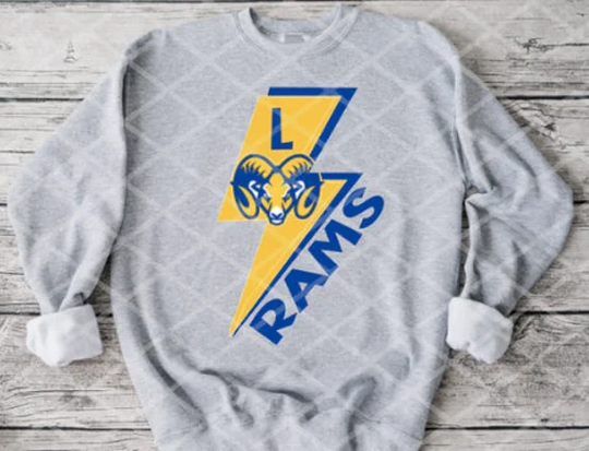 Bolt Rams, Football Or School Spirit, Ready To Press, Sublimation Transfer