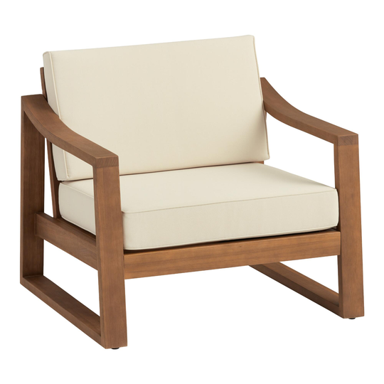 Light Brown Slope Arm Eucalyptus Samar Outdoor Patio Chair - Wood by World Market