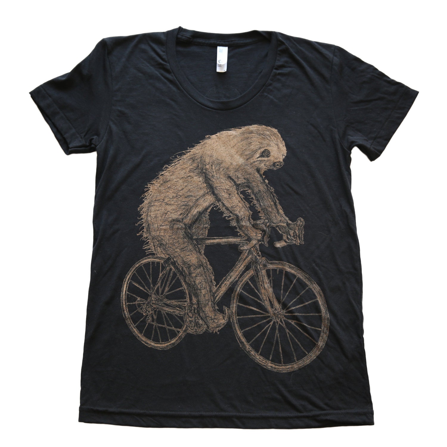Sloth On A Bicycle - Womens T Shirt, Ladies Tri Blend Tee, Handmade Graphic Tee, Size S-xl, Best Seller, Selling Item, Gift For Her