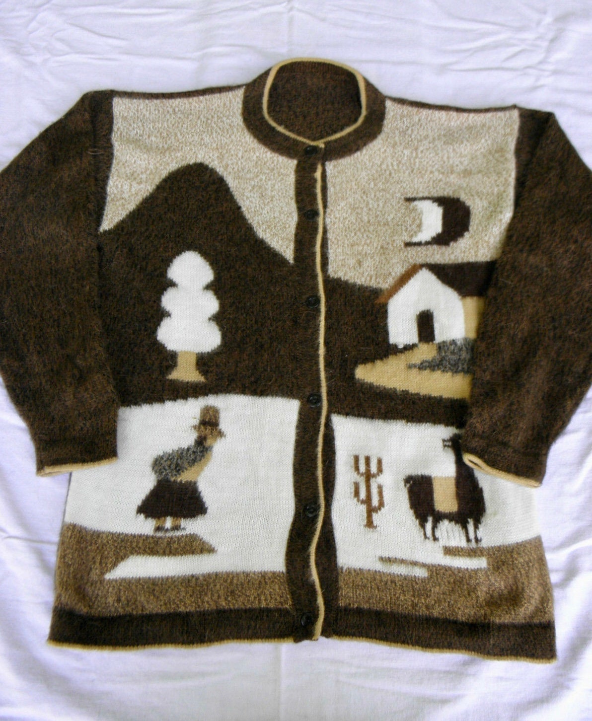 Brand New From Peru Alpaca Blended Cardigan Woman's Sweater #95