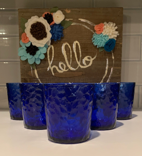 Cobalt Blue Beveled Whisky Glasses Made in France | Sapphire Barware Old Fashioned