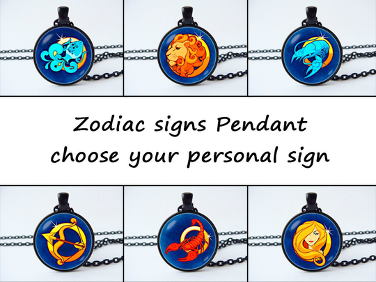 Zodiac Necklace Personal Custom Pendant Gift Sign Constellation Jewelry Astrology