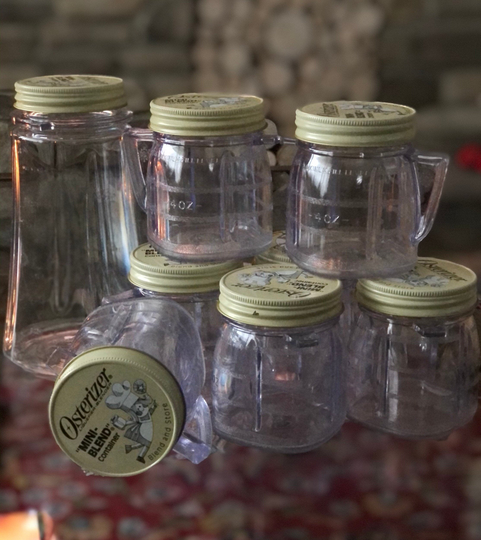 1970's Vintage Mcm Mini-Blend Osterizer Container; Set 6 Small Containers & One Large
