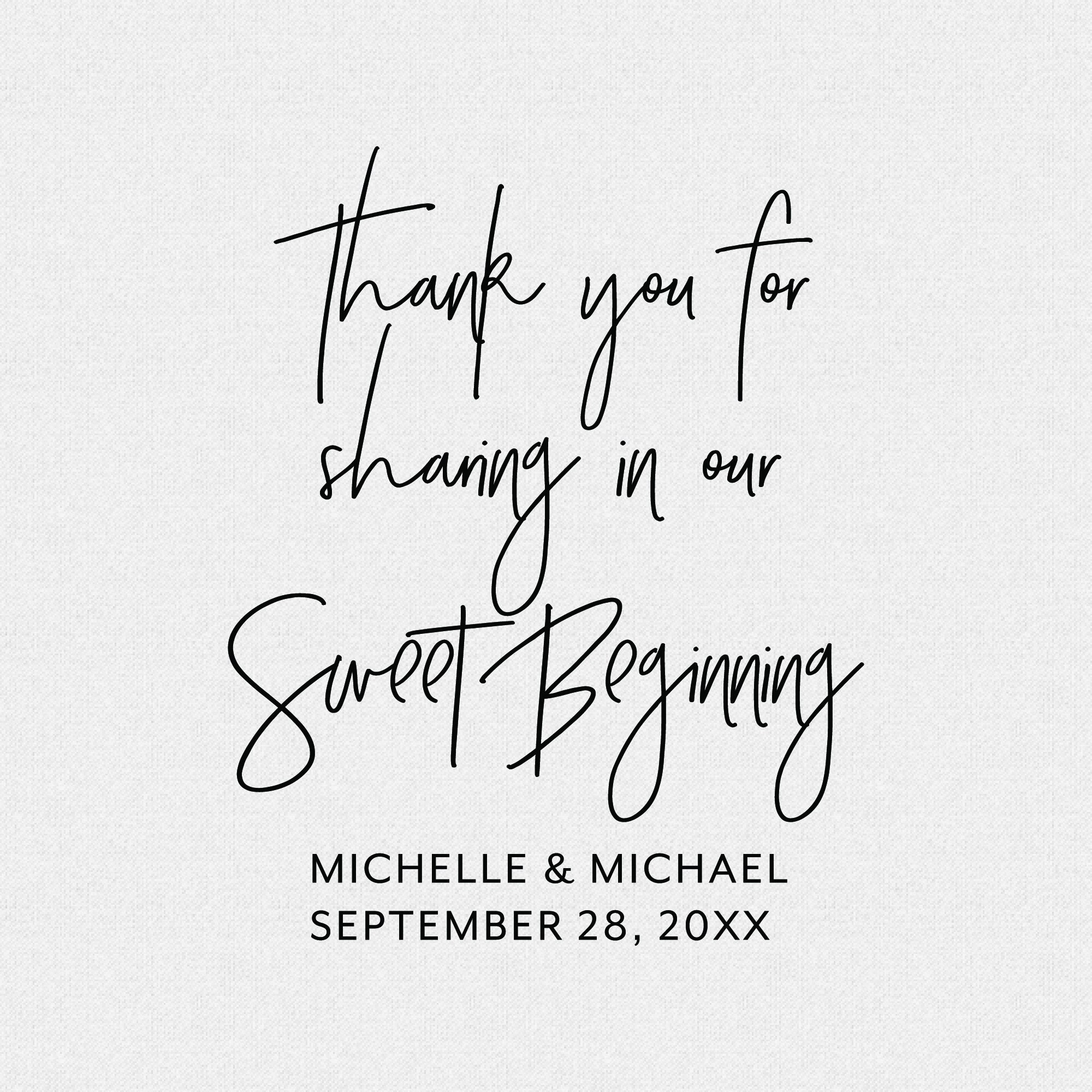 Thank You For Joining Us in Our Sweet Beginning Personalized Wedding Favor Rubber Stamp, Brush Calligraphy Favors Candy | T763