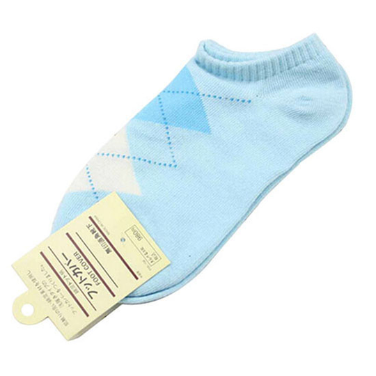 1 Pair Women Sports Casual Cute Heart Ankle High Low Cut Cotton Blended Socks - blue