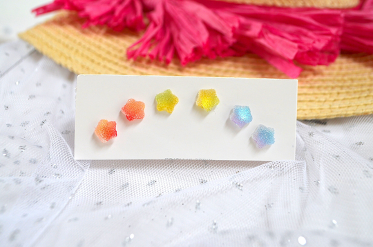 Silver Stud Gummy Star Toddler Earrings, Sparkle Candy Kids Birthday Girl Gift, Stocking Stuffer, Baby Earrings