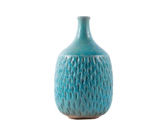 Victor Bracke Signed Studio Pottery Blue Vase