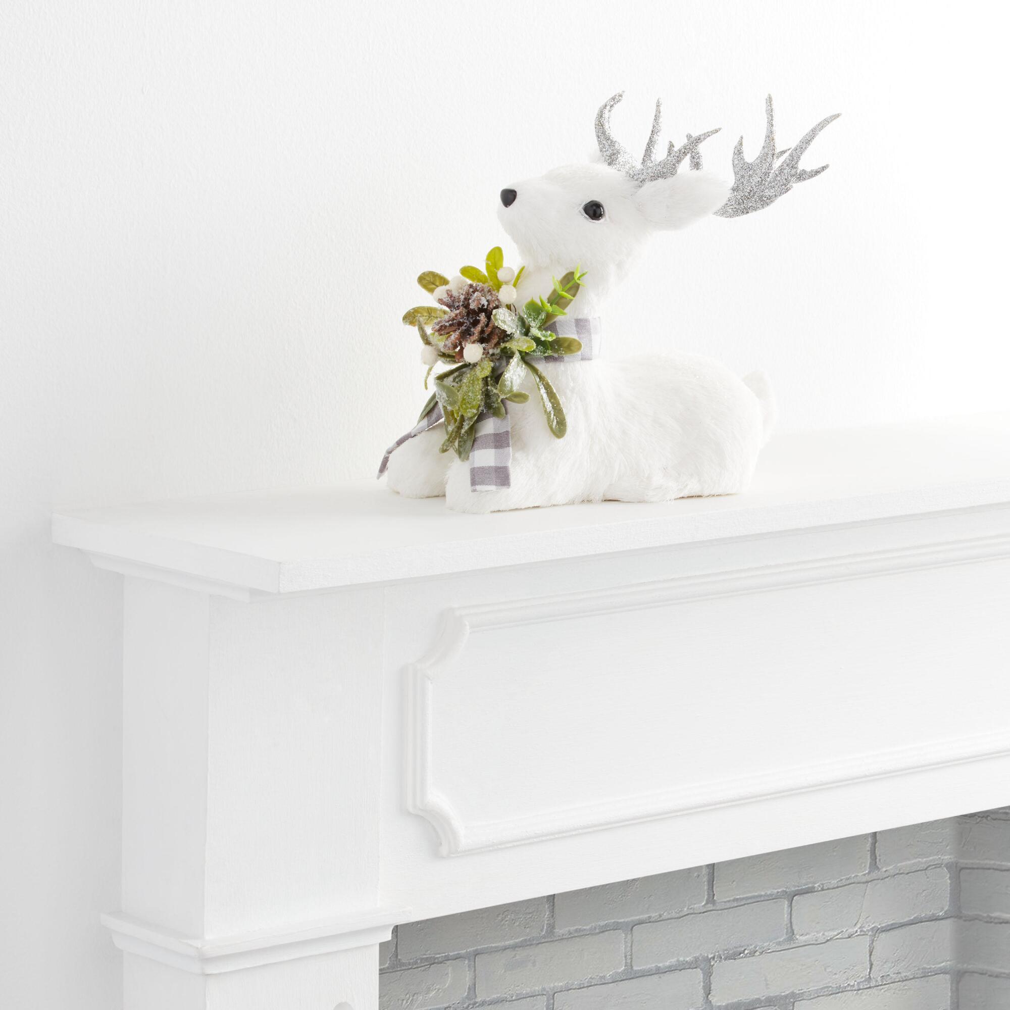 Pier Place White Sisal Sitting Reindeer Decor by World Market