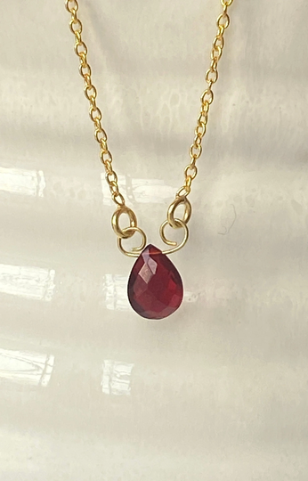 Gold Delicate Garnet Necklace For Women, Necklace, January Birthstone Red