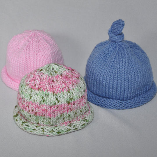 Roll Brim Cotton Baby Hat In, New Born, 0-3 Months & 3-6