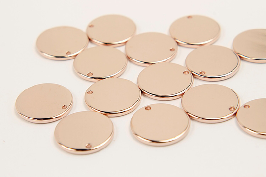 Coin, B13-P1, 10 Pcs, 15x1.7mm, 1 Hole, Rose Gold Plated Brass, Not Easily Tarnish, Bracelet Coin, Blanks, Cy11-06