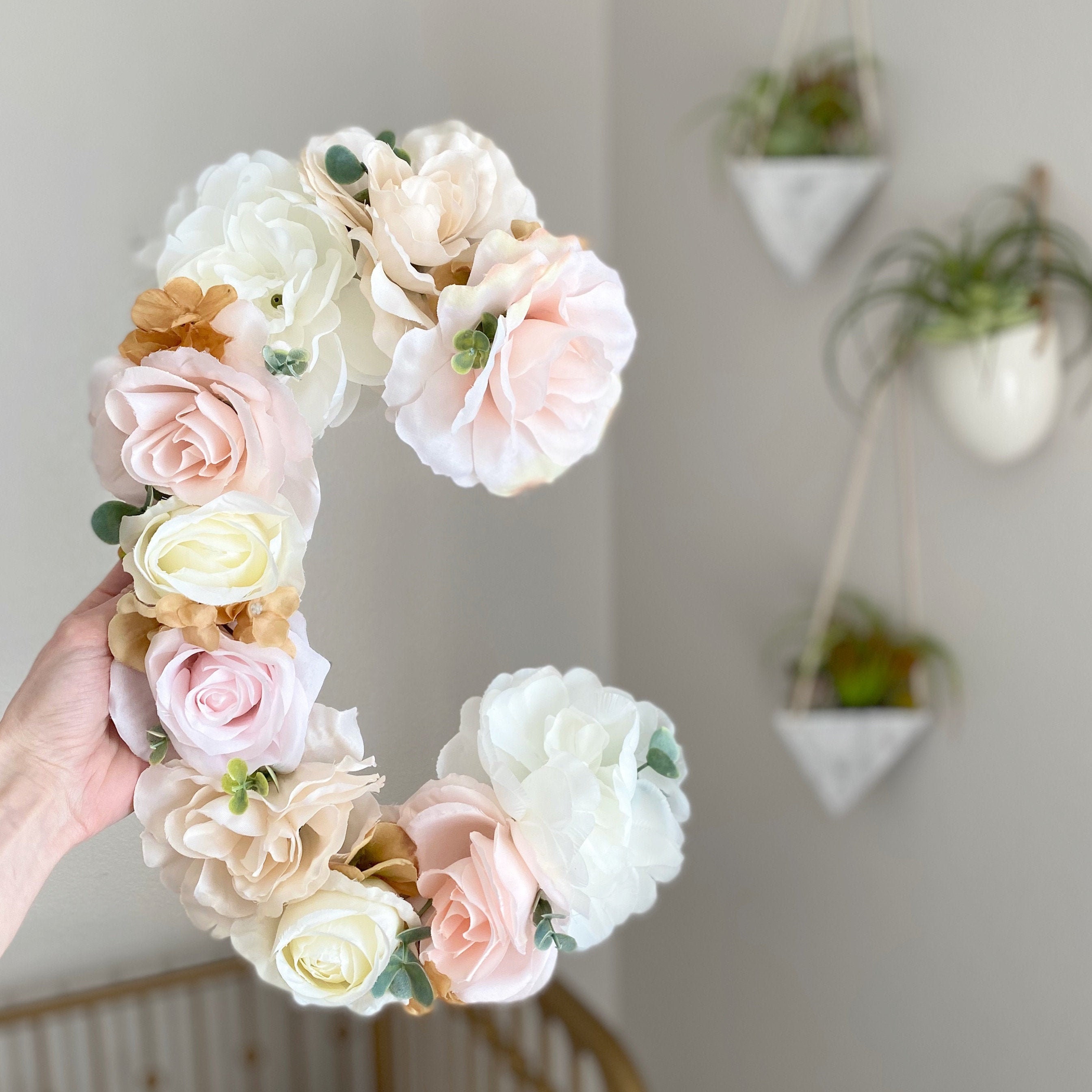 Boho Flower Letter, Floral Chic Nursery Art, Monogram, Number, Initial, Initial