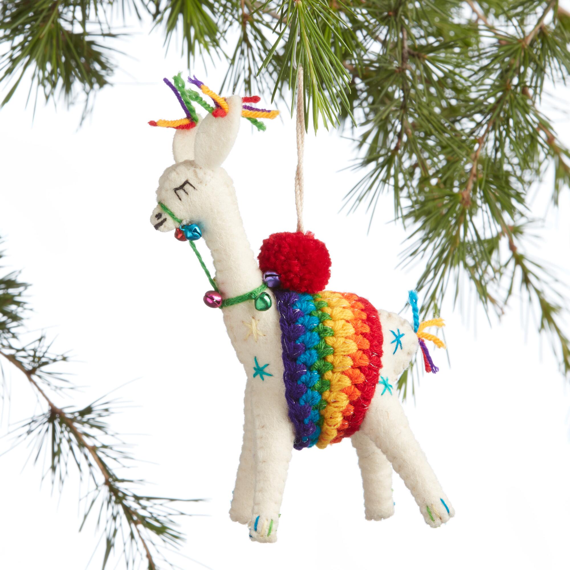 Rainbow Wool Llama Ornament: Multi by World Market