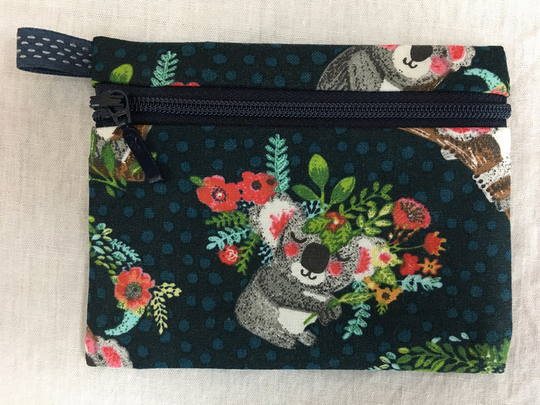 Koala Flat Zipper Coin Purse, Credit Card Wallet, Earbud Pouch, Business Case