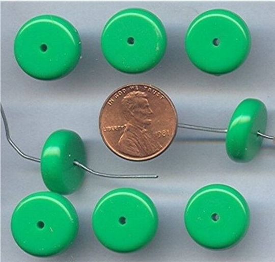 144 Vintage West German Green Smooth 16mm Tire Beads G165