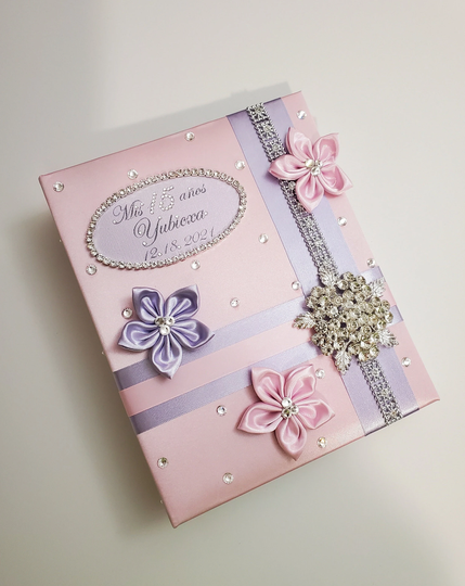 Wedding/ Quinceañera /Sweet 16/Baby Shower Personalized Photo Album Light Pink & Lavender -Customize Your Color